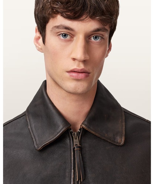 ALLSAINTS(オールセインツ)の「GARRISON LEATHER JACKET | GARRISON レザー ジャケット(その他アウター・メンズ・ブラウン系その他・XL/XS/L/M/S)」の4枚目の写真