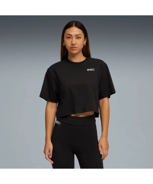 PUMA(プーマ)の「PUMA PUMA x ROSE RELAXED TEE(プーマ プーマ x ロゼ リラックスド Tシャツ)(Tシャツ/カットソー・レディース・ブラック系/ホワイト系・SMALL/MEDIUM/LARGE)」の1枚目の写真
