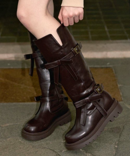 ダブルリボンベルトロングブーツ（ブーツ）｜F i.n.t（フィント）の