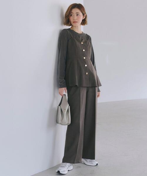 grove(グローブ)の「【カセット服】洗えるストレートワイドパンツ(その他パンツ・レディース・ブラウン系その他/ライトベージュ/ネイビー系5・02/03/04/01/05)」の5枚目の写真