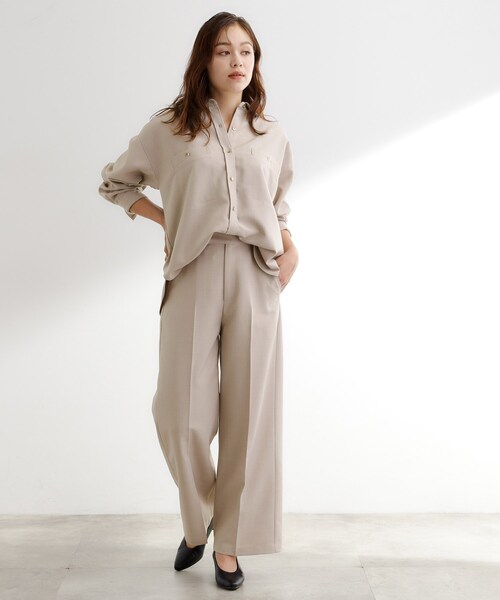 grove(グローブ)の「【カセット服】洗えるストレートワイドパンツ(その他パンツ・レディース・ブラウン系その他/ライトベージュ/ネイビー系5・02/03/04/01/05)」の14枚目の写真