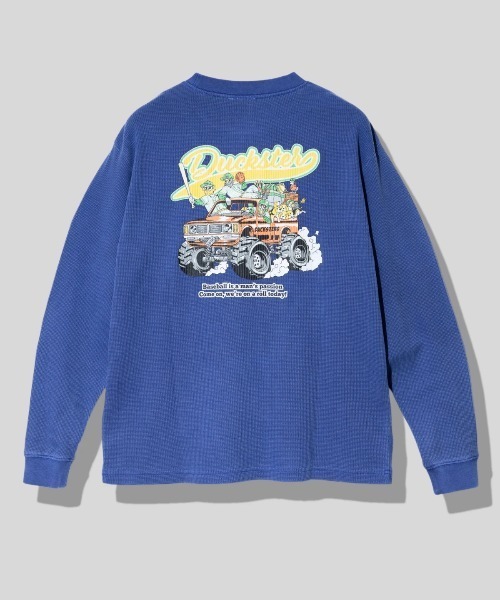 go slow caravan(ゴースローキャラバン)の「Duckster/ダックスター ヴィンテージ調 ワッフル L/S TEE(TEAMDUCKSTER)(Tシャツ/カットソー・メンズ・ブラック/ホワイト/ブルー系その他・MEDIUM/LARGE/X-LARGE)」の3枚目の写真