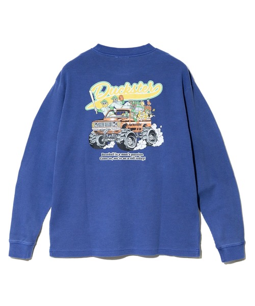 go slow caravan(ゴースローキャラバン)の「Duckster/ダックスター ヴィンテージ調 ワッフル L/S TEE(TEAMDUCKSTER)(Tシャツ/カットソー・メンズ・ブラック/ホワイト/ブルー系その他・MEDIUM/LARGE/X-LARGE)」の4枚目の写真