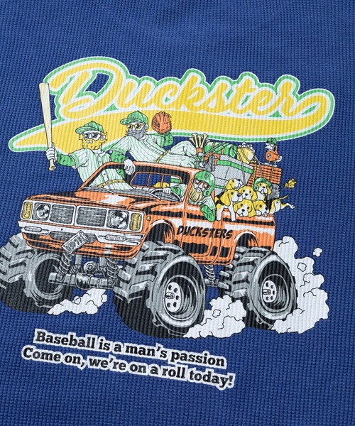 go slow caravan(ゴースローキャラバン)の「Duckster/ダックスター ヴィンテージ調 ワッフル L/S TEE(TEAMDUCKSTER)(Tシャツ/カットソー・メンズ・ブラック/ホワイト/ブルー系その他・MEDIUM/LARGE/X-LARGE)」の5枚目の写真