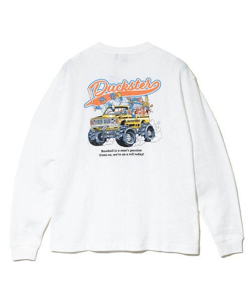 go slow caravan(ゴースローキャラバン)の「Duckster/ダックスター ヴィンテージ調 ワッフル L/S TEE(TEAMDUCKSTER)(Tシャツ/カットソー・メンズ・ブラック/ホワイト/ブルー系その他・MEDIUM/LARGE/X-LARGE)」の9枚目の写真