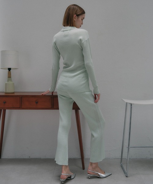 MAISON ELLIE(メゾンエリー)の「line crochet knit flare pants(その他パンツ・レディース・ミント/ブラック/アイボリー・FREE)」の15枚目の写真