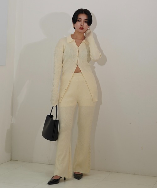 MAISON ELLIE(メゾンエリー)の「line crochet knit flare pants(その他パンツ・レディース・ミント/ブラック/アイボリー・FREE)」の22枚目の写真
