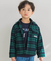 BeBe Petits Pois Vert（ベベプチポワヴェール）の「【店舗限定】【お揃い】チェックフラップポケット長袖シャツ(95~150㎝)（シャツ/ブラウス・キッズ）」