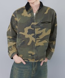 短丈ダブルジップアクティブジャケット/カモフラージュ/リアルツリー