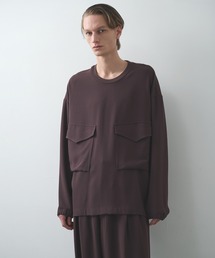 【UJOH HOMME/ウジョー】Pocket Long Sleeve Pullover/ポケット長袖プルオーバー/アセテートバックサテンジョーゼット