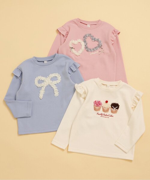 apres les cours（アプレレクール）の「【WEB限定/ジュニア対応】GIRLSモチーフスウェットライク長袖Tシャツ（Tシャツ/カットソー・キッズ・サックスブルー/アイボリー/ピンク・120/110/100/90/80/140/130）」の11枚目の写真