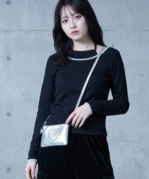 DIP IN CHOCOLATE(ディップインチョコレート)の「カットリブレイヤード風カットソー【DIP IN CHOCOLATE】(Tシャツ/カットソー・レディース・クリーム/チャコールグレー/ブラック/ブラウン・F)」の2枚目の写真
