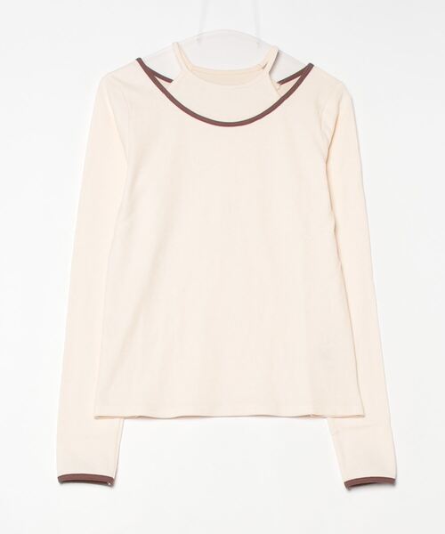 DIP IN CHOCOLATE(ディップインチョコレート)の「カットリブレイヤード風カットソー【DIP IN CHOCOLATE】(Tシャツ/カットソー・レディース・クリーム/チャコールグレー/ブラック/ブラウン・F)」の6枚目の写真
