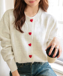 KOBE LETTUCE | ハートボタン デザインニットカーディガン(カーディガン/ボレロ)