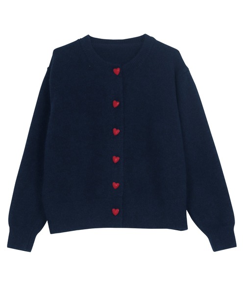 KOBE LETTUCE（コウベレタス）の「ハートボタン デザインニットカーディガン（カーディガン/ボレロ・レディース・ホワイト/ネイビー/グレー・M）」の13枚目の写真