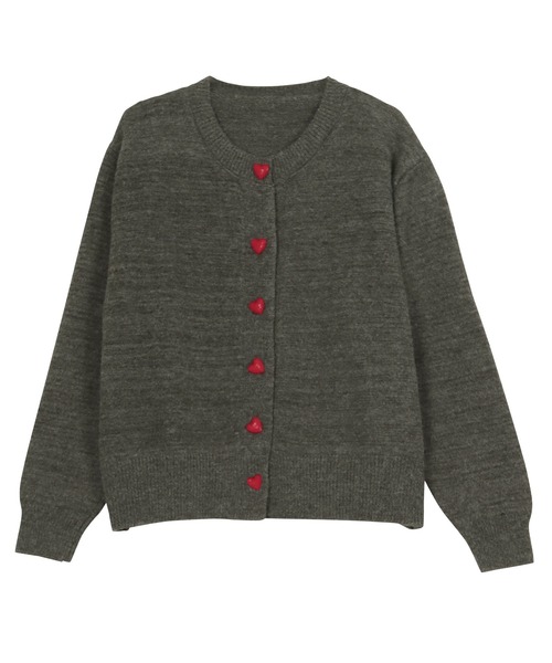 KOBE LETTUCE（コウベレタス）の「ハートボタン デザインニットカーディガン（カーディガン/ボレロ・レディース・ホワイト/ネイビー/グレー・M）」の11枚目の写真