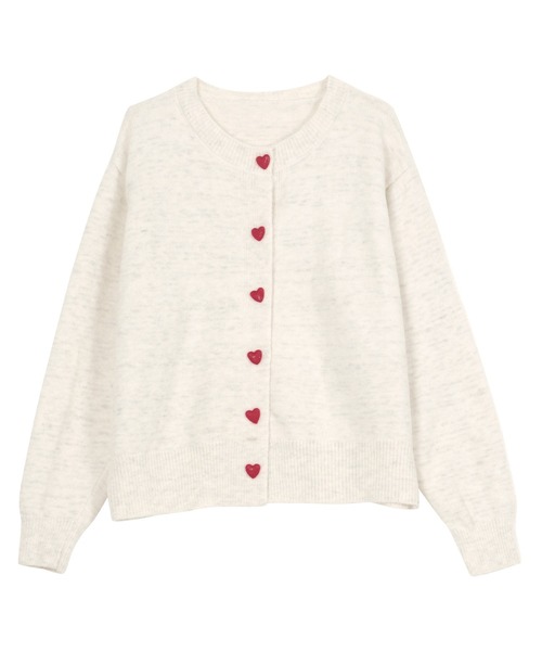 KOBE LETTUCE（コウベレタス）の「ハートボタン デザインニットカーディガン（カーディガン/ボレロ・レディース・ホワイト/ネイビー/グレー・M）」の12枚目の写真