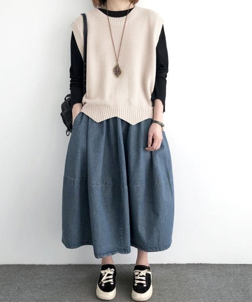 Miniministore(ミニミニストア)の「ニットベスト ゆったり 重ね着 春秋冬服(ベスト・レディース・レンガ/ブラウン/ベージュ/ブラック・FREE)」の17枚目の写真