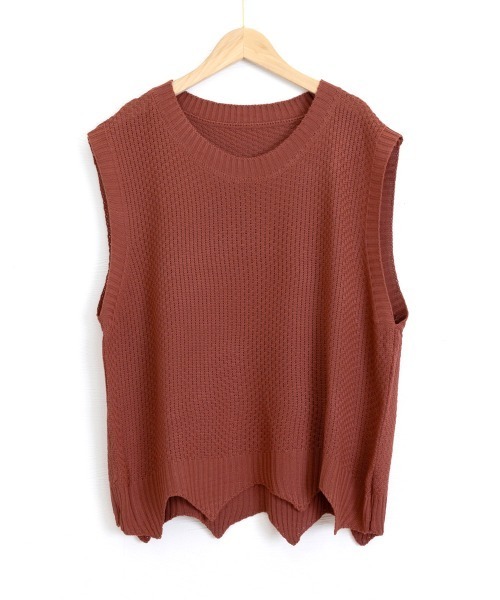 Miniministore(ミニミニストア)の「ニットベスト ゆったり 重ね着 春秋冬服(ベスト・レディース・レンガ/ブラウン/ベージュ/ブラック・FREE)」の8枚目の写真