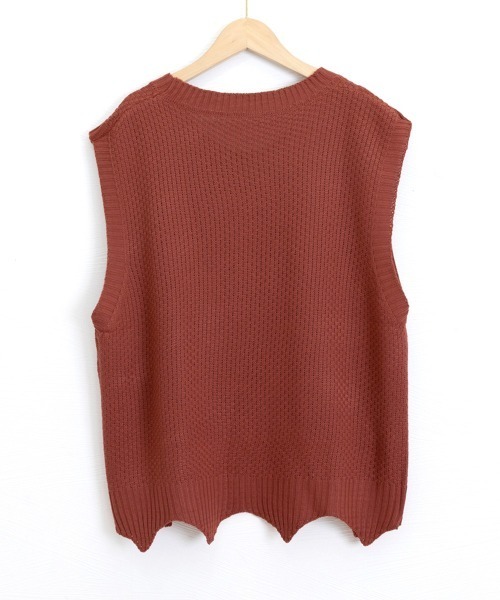 Miniministore(ミニミニストア)の「ニットベスト ゆったり 重ね着 春秋冬服(ベスト・レディース・レンガ/ブラウン/ベージュ/ブラック・FREE)」の7枚目の写真