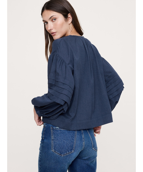 Banana Republic（バナナリパブリック）の「フランネル ペザント ブラウス（シャツ/ブラウス・レディース・グレー/ピンク/ネイビー・L/XS/M/S）」の4枚目の写真