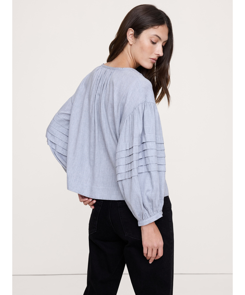 Banana Republic（バナナリパブリック）の「フランネル ペザント ブラウス（シャツ/ブラウス・レディース・グレー/ピンク/ネイビー・L/XS/M/S）」の6枚目の写真