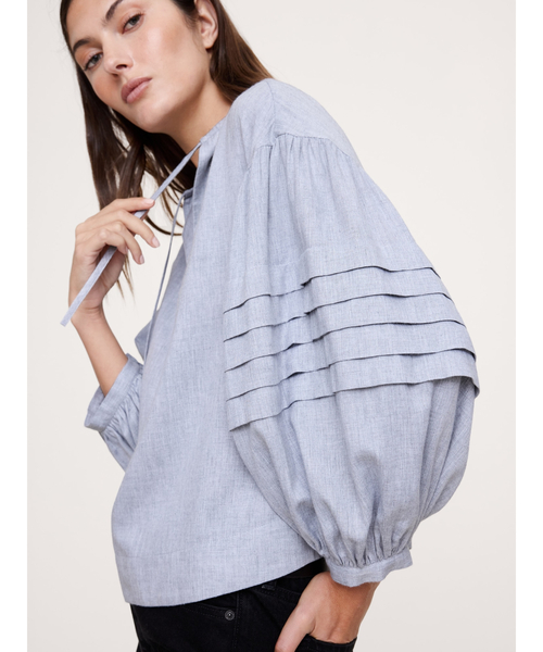 Banana Republic（バナナリパブリック）の「フランネル ペザント ブラウス（シャツ/ブラウス・レディース・グレー/ピンク/ネイビー・L/XS/M/S）」の2枚目の写真
