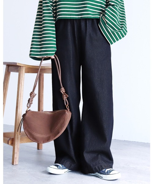 reca(レカ)の「デニムオールゴムワイドパンツ(デニムパンツ・レディース・ネイビー・M)」の1枚目の写真