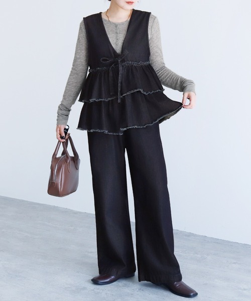 reca(レカ)の「デニムオールゴムワイドパンツ(デニムパンツ・レディース・ネイビー・M)」の7枚目の写真