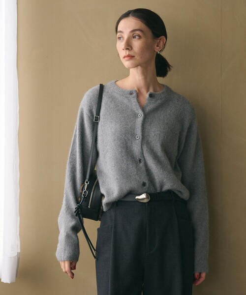 セール】フォックスカシミヤブレンド クルーネックカーディガン