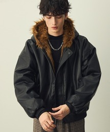 Reversible blouson made of eco-fur and synthetic leather / リバーシブルブルゾン エコファー×合成皮革