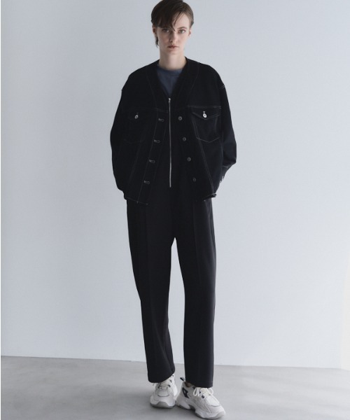 Muel Chic(ミュエルシック)の「Mintty jacket ミンティージャケット(ノーカラージャケット・レディース・ブラック/ホワイト/ネイビー・FREE)」の14枚目の写真