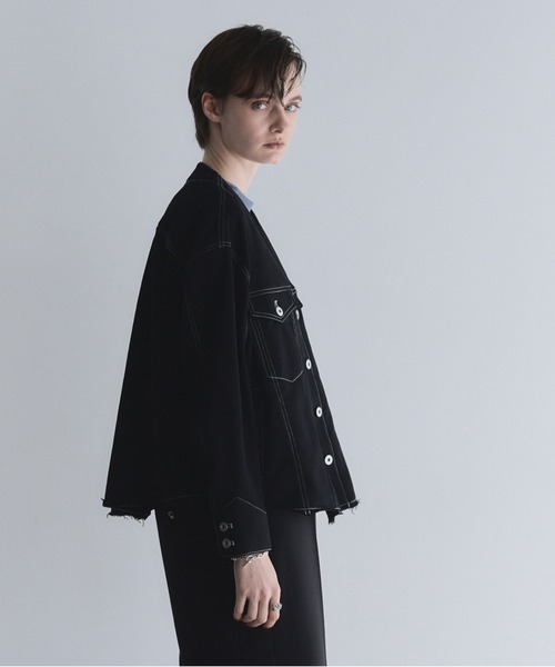 Muel Chic(ミュエルシック)の「Mintty jacket ミンティージャケット(ノーカラージャケット・レディース・ブラック/ホワイト/ネイビー・FREE)」の20枚目の写真