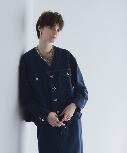 Muel Chic(ミュエルシック)の「Mintty jacket ミンティージャケット(ノーカラージャケット・レディース・ブラック/ホワイト/ネイビー・FREE)」の21枚目の写真
