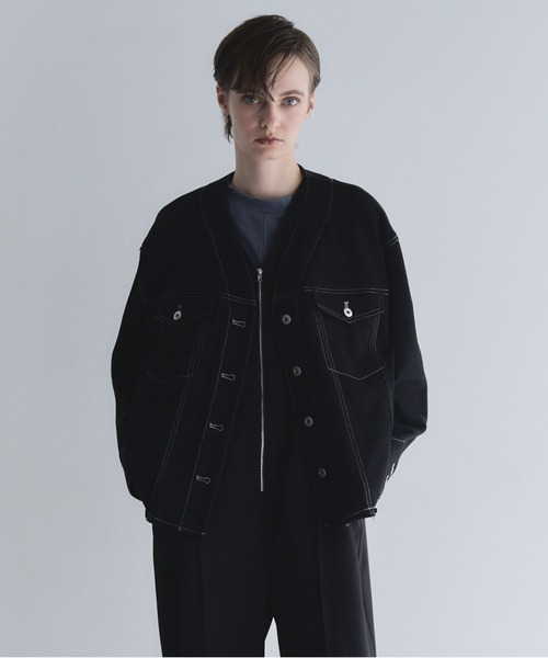 Muel Chic(ミュエルシック)の「Mintty jacket ミンティージャケット(ノーカラージャケット・レディース・ブラック/ホワイト/ネイビー・FREE)」の19枚目の写真