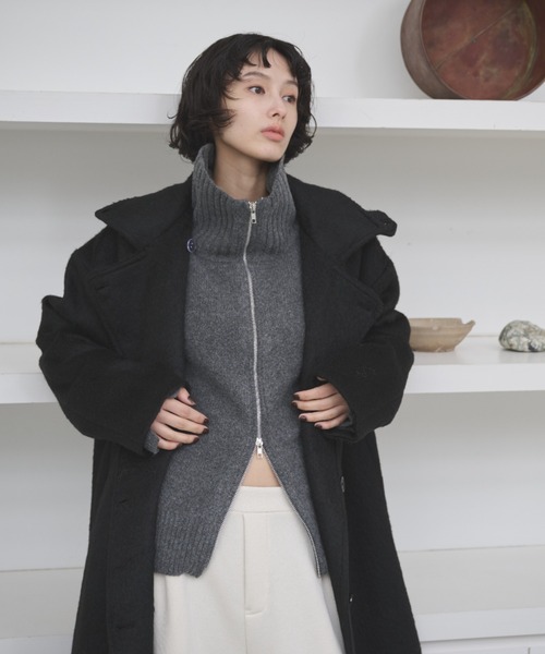 セール】2WAYシャギースタンドカラーオーバーコート（チェスターコート