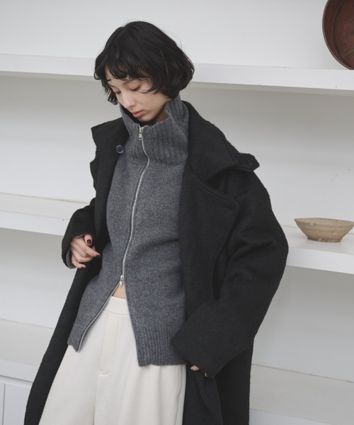 2WAYシャギースタンドカラーオーバーコート（チェスターコート）｜AIC