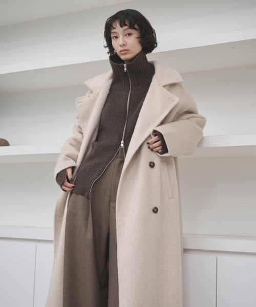 セール】2WAYシャギースタンドカラーオーバーコート（チェスターコート