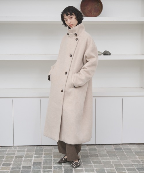 AIC.（エーアイシー）の「2WAYシャギースタンドカラーオーバーコート（チェスターコート・レディース・ブラック/グレー/ベージュ・FREE）」の15枚目の写真