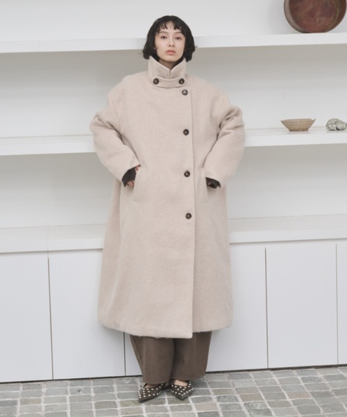 AIC.（エーアイシー）の「2WAYシャギースタンドカラーオーバーコート（チェスターコート・レディース・ブラック/グレー/ベージュ・FREE）」の16枚目の写真