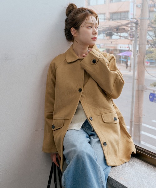ged ハーフコート　コート　ジャケット　GED 韓国 楽天市場】スタンドカラー ウエスト絞り Aラインコート ジャケット