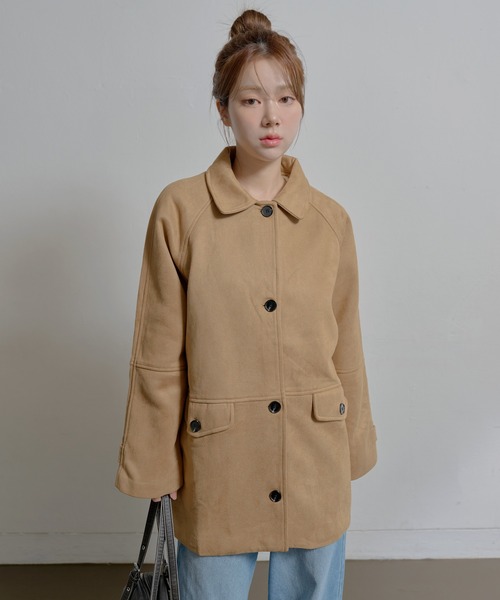 シングルボタンブレッドスエードハーフコート（その他アウター）｜UNE