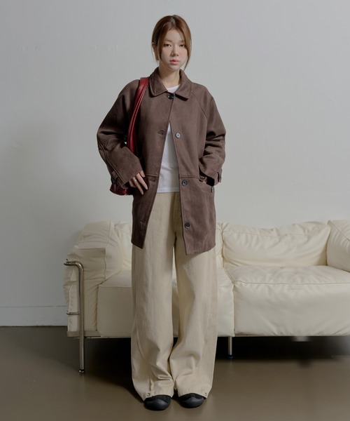 シングルボタンブレッドスエードハーフコート（その他アウター）｜UNE