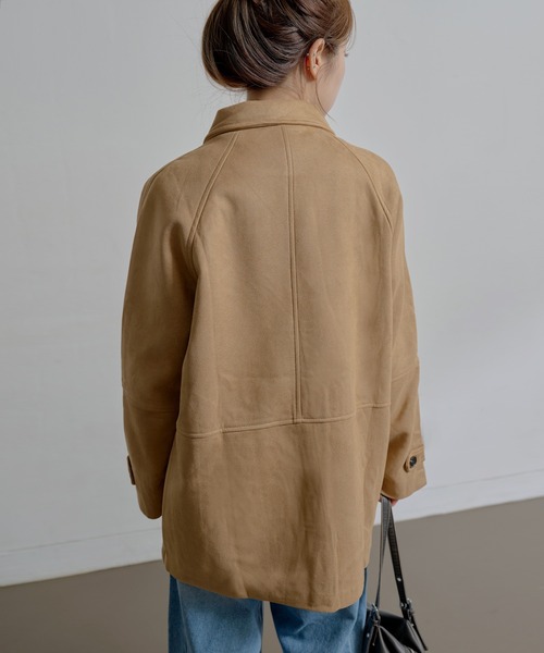 シングルボタンブレッドスエードハーフコート（その他アウター）｜UNE