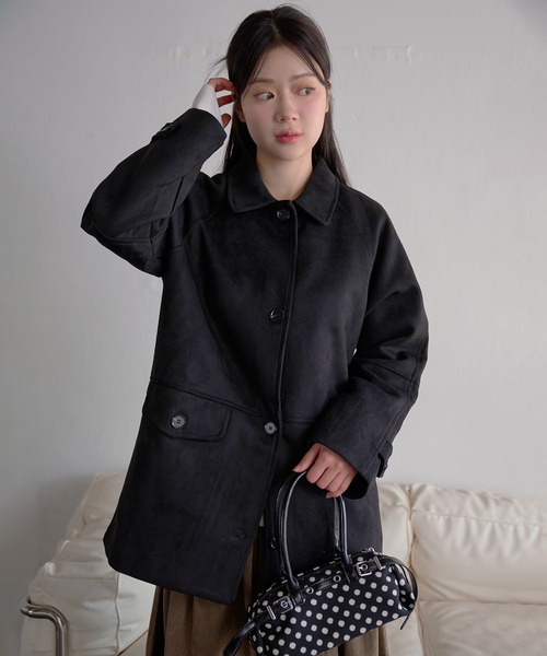 シングルボタンブレッドスエードハーフコート（その他アウター）｜UNE