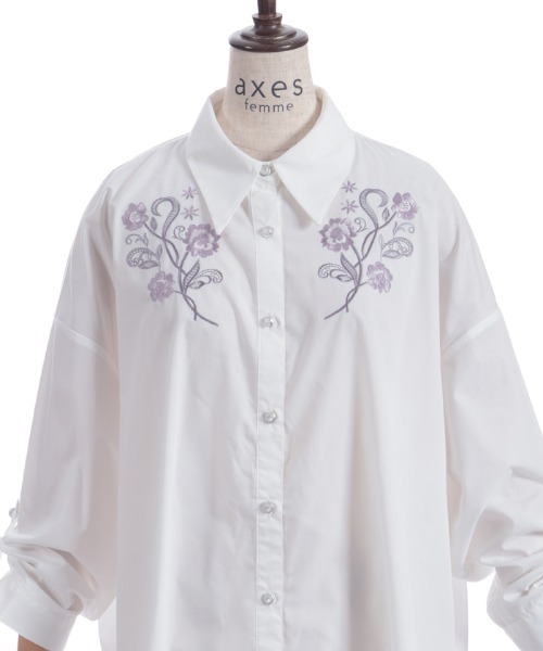 axes femme（アクシーズファム）の「花刺繍オーバーシャツ（シャツ