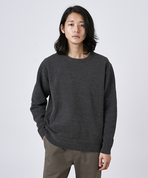 B.C STOCK（ベーセーストック）の「モール クルーネックニット（ニット/セーター・メンズ・ネイビー/ホワイト/ブラウン/チャコールグレー・MEDIUM/LARGE）」の2枚目の写真