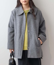 【L~6L 大きいサイズ】ウールカルゼビッグカラーショートコート