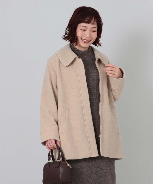 L～6L 大きいサイズ】ウールカルゼビッグカラーショートコート（その他