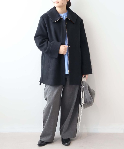 セール】【L～6L 大きいサイズ】ウールカルゼビッグカラーショート